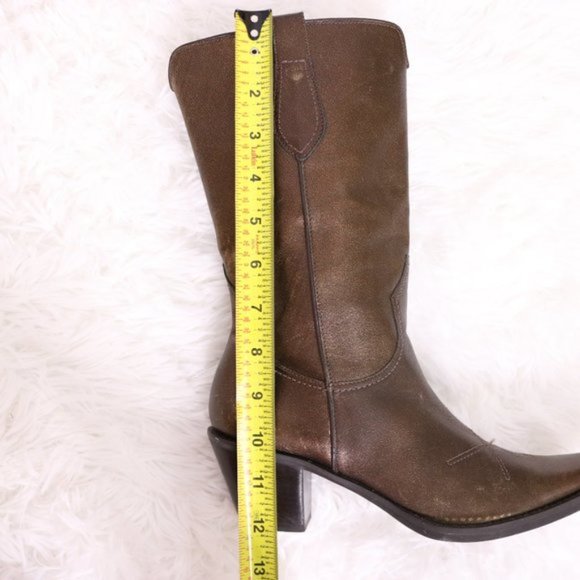 Franco Sarto leather bronze metallic cowboy boots - Picture 12 of 14